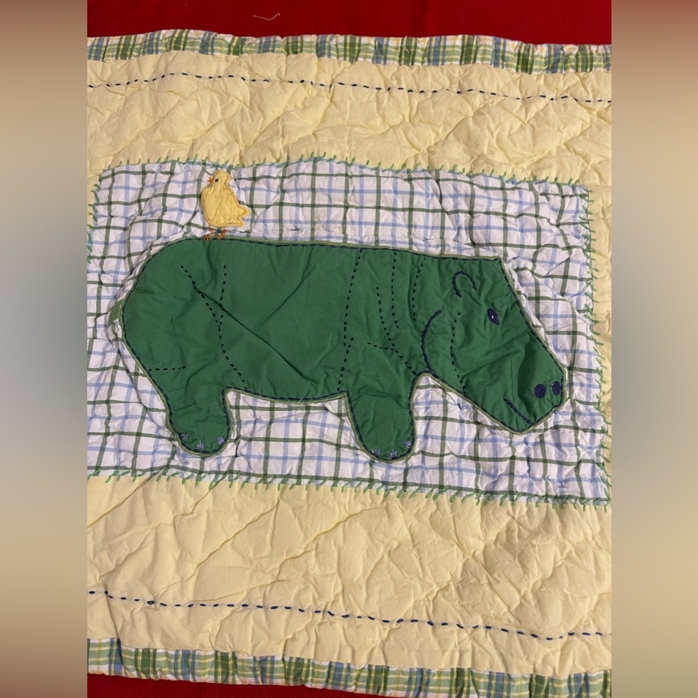 Pottery Barn Kids Quilted Sham Alphabet & Hippo Pillowcase - Picture 3 of 12